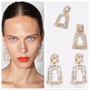 AB Stone Minimalist Statement Drop Earrings